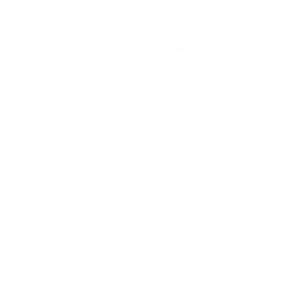 White icon of a female farmer in a hat with a piece of wheat